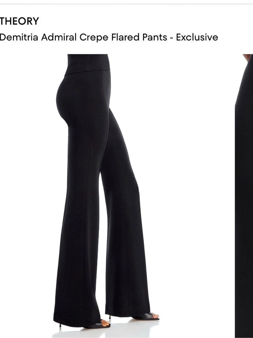 Theory Demitria Admiral Crepe Flared Pants Black Size 18